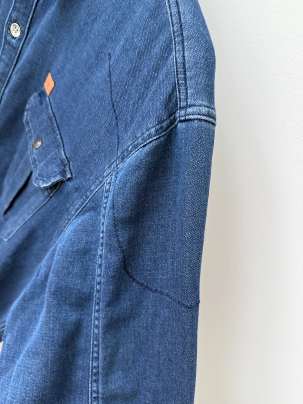ROYAL ENFIELD Essential Blue Denim Long Sleeve Button Up Moto Work Shirt Men's L - Picture 3 of 11